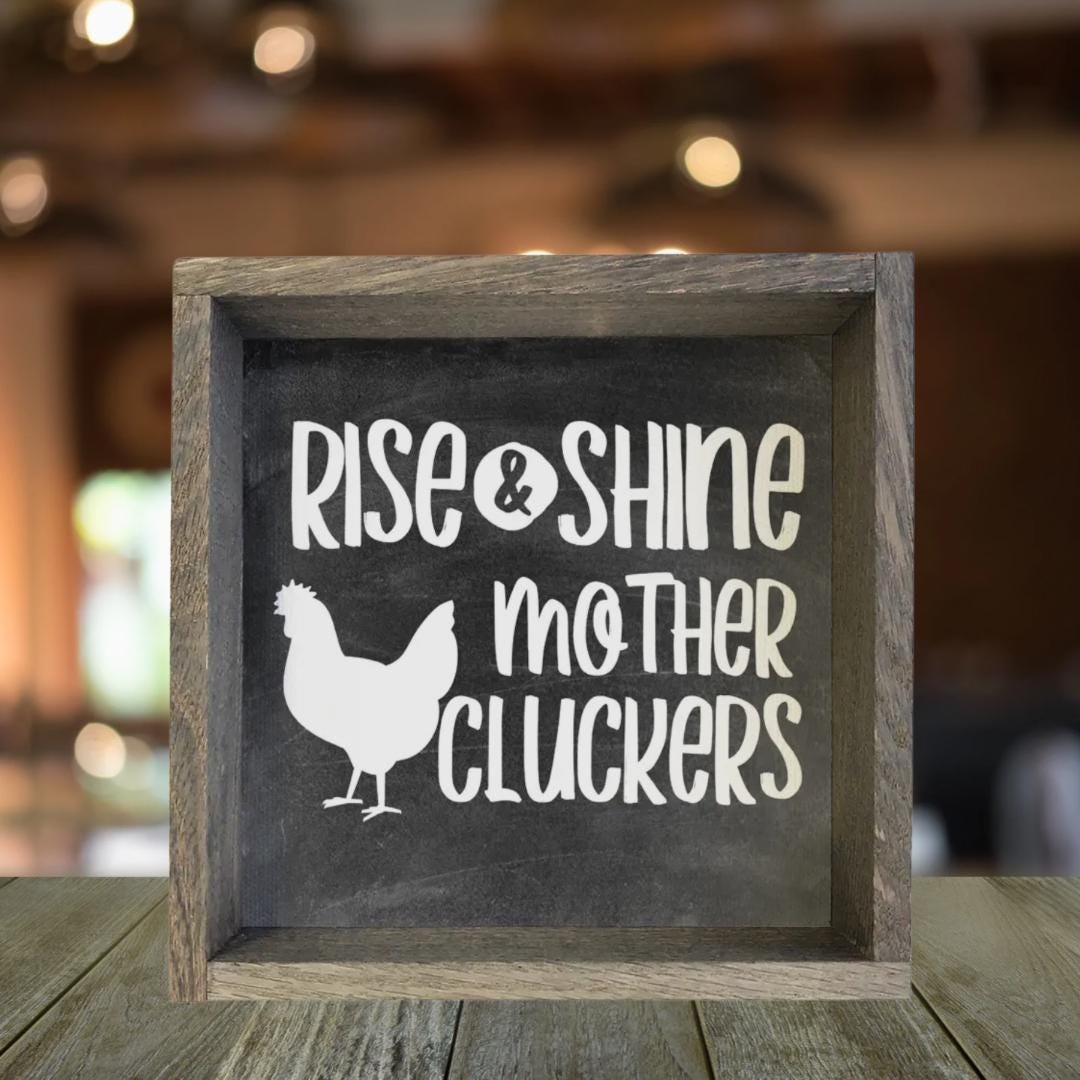 Funny Rise and Shine Wood Frame Sign