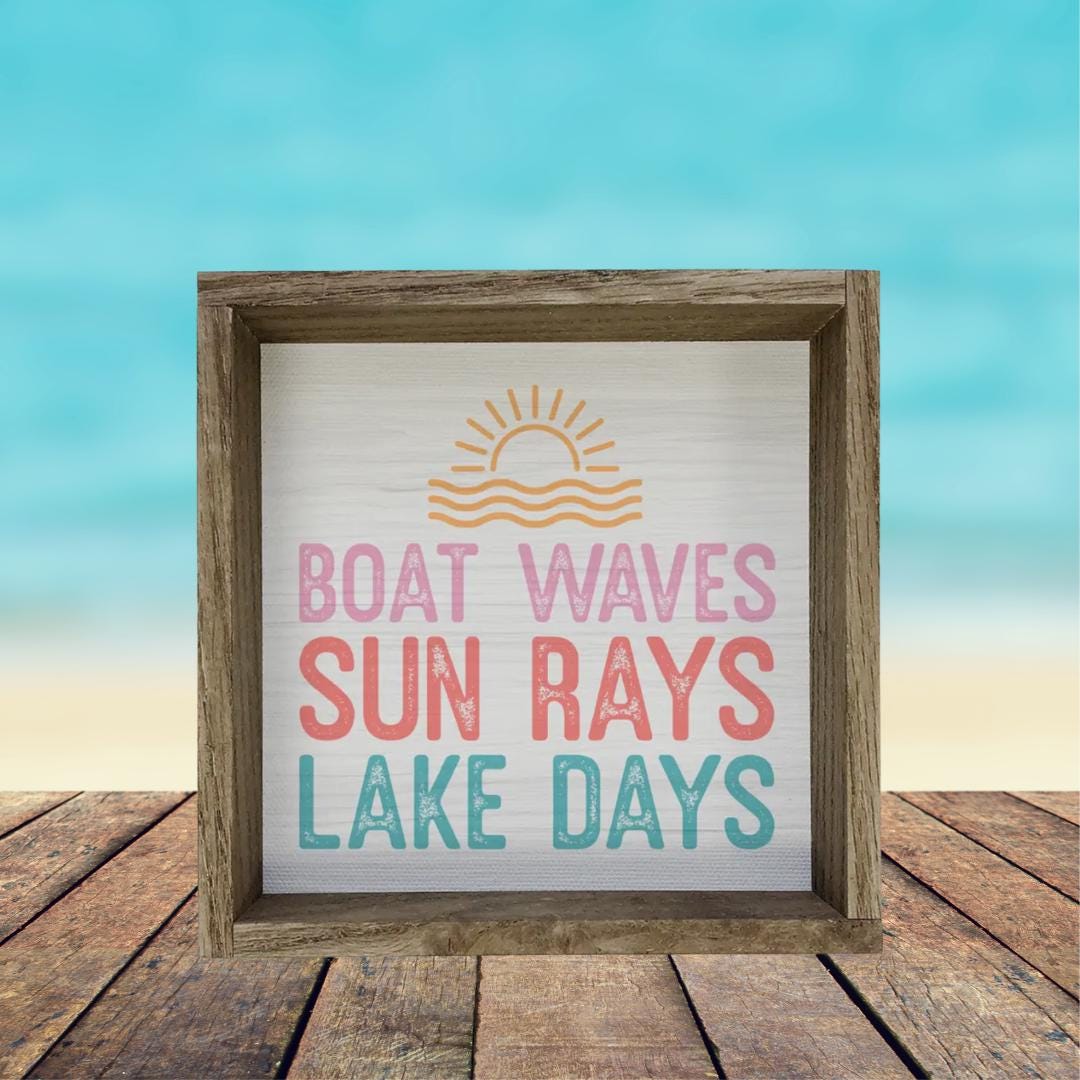 Boat Rays and Sun Waves Wood Frame Sign