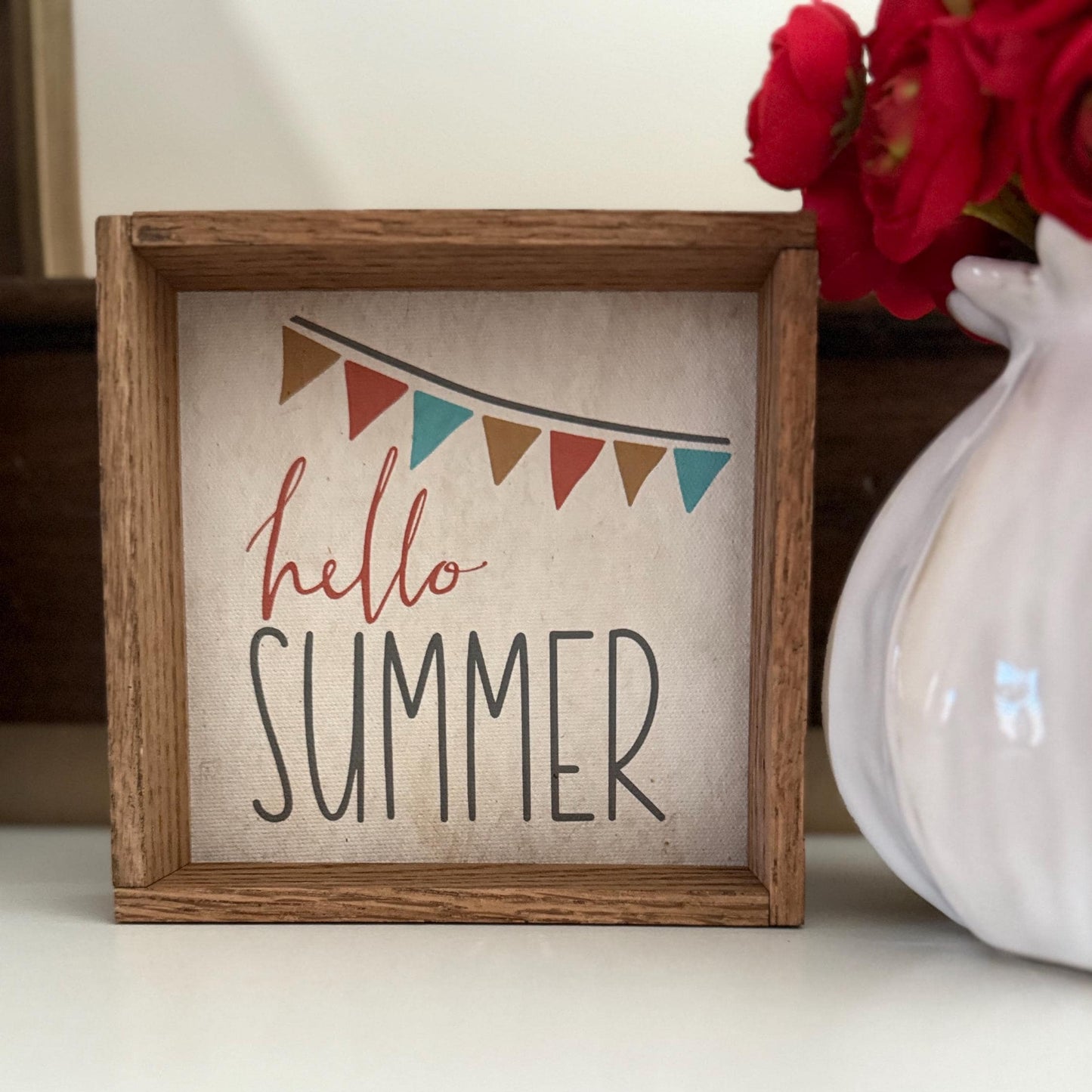 Hello Summer Wood Frame Sign