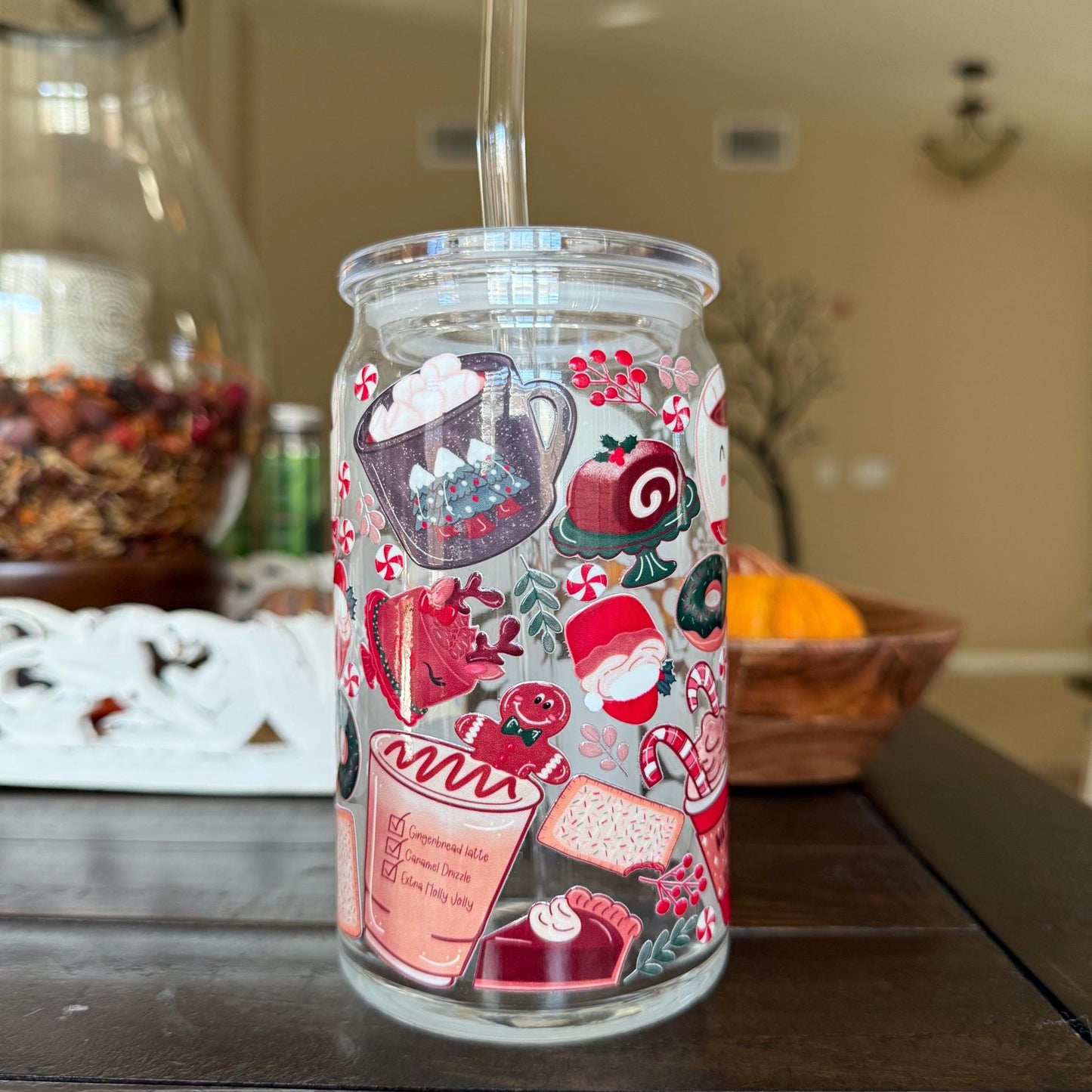 Merry & Bright Holiday Glass Cup