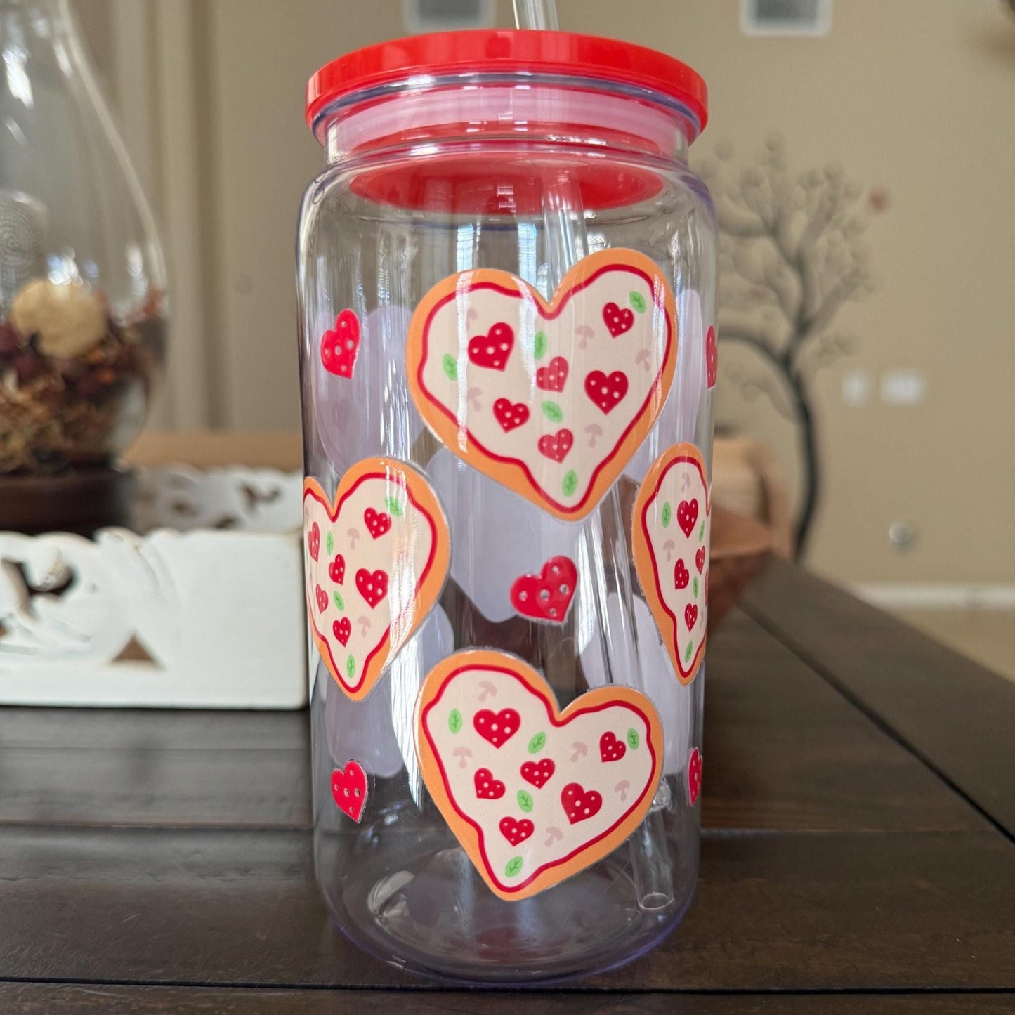 Pizza Heart Cup | 16oz Acrylic | Fun UV DTF Wrap