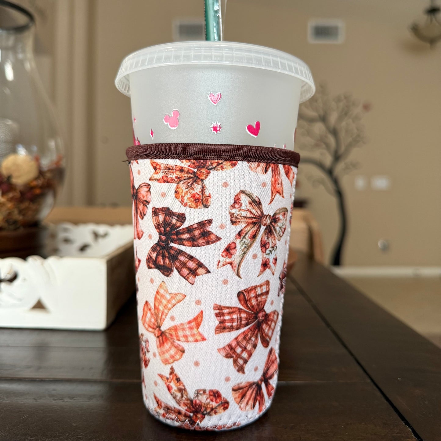 Brown Bows Reusable Cup Sleeve – Cozy, Stylish