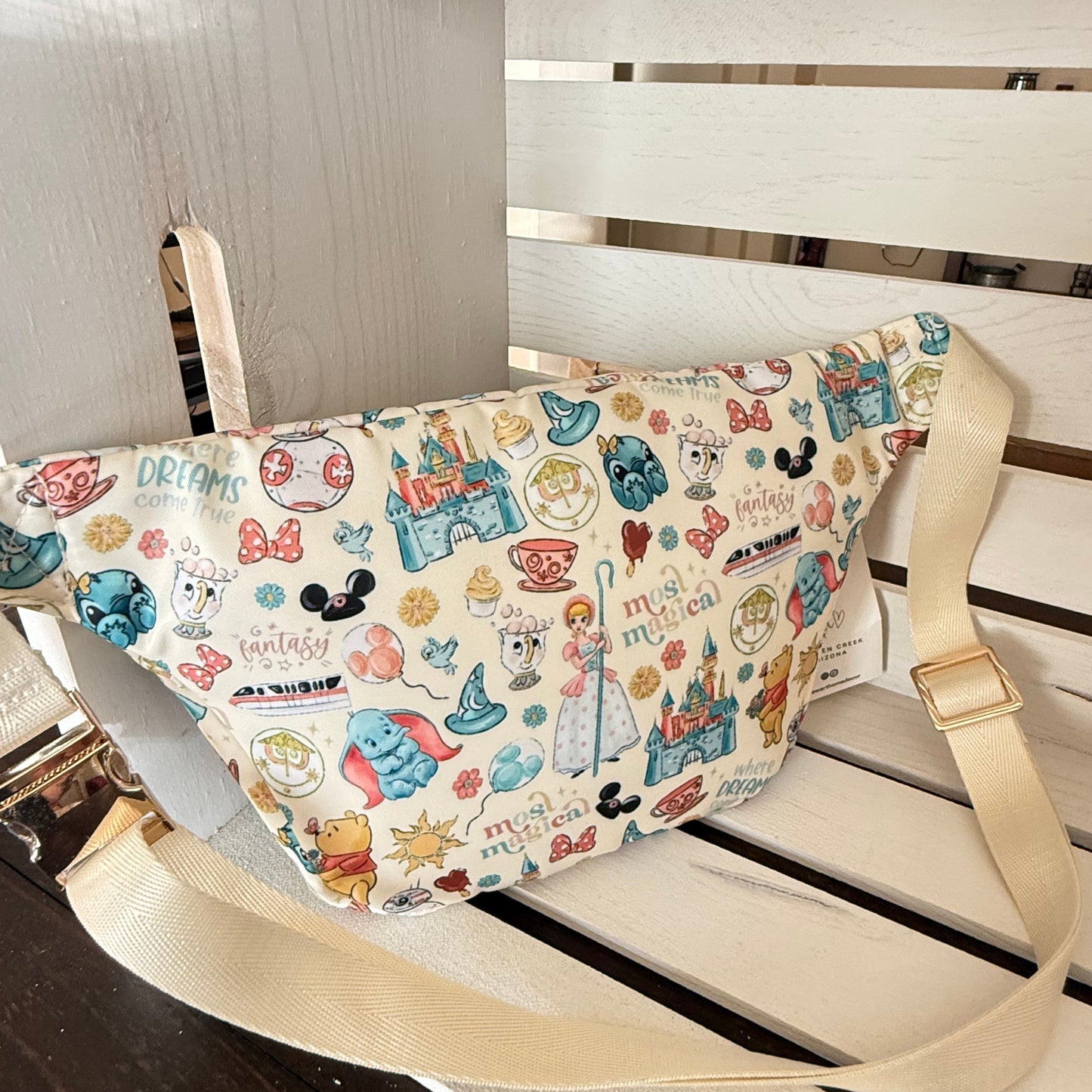Whimsical Icons Nylon Fanny Pack, Disneyland Belt Bag