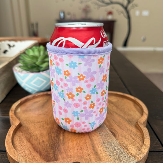 12oz Soda Can Sleeve with Floral Theme