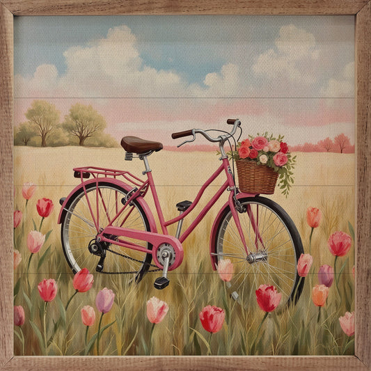 Bike In Tulip Field