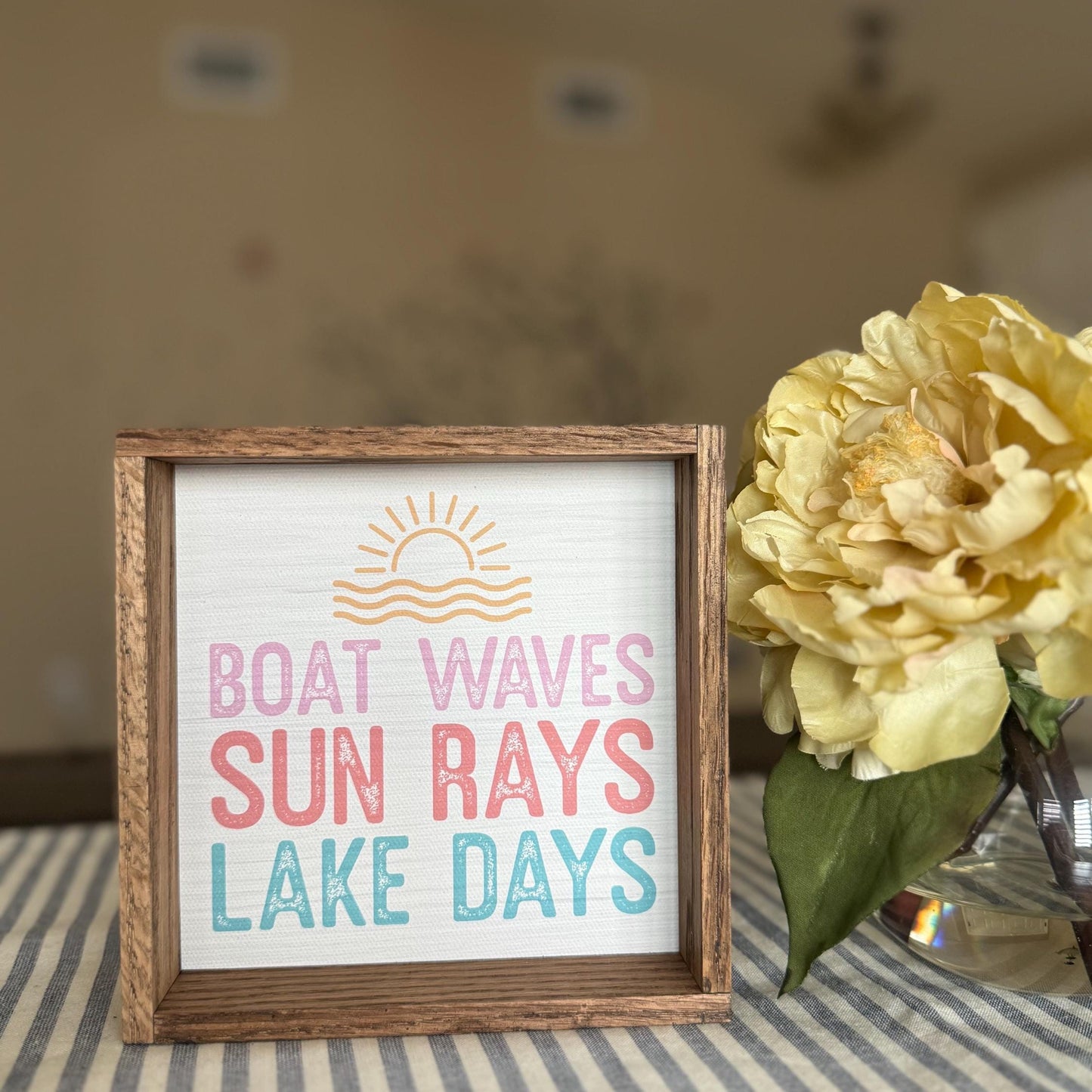 Boat Rays and Sun Waves Wood Frame Sign