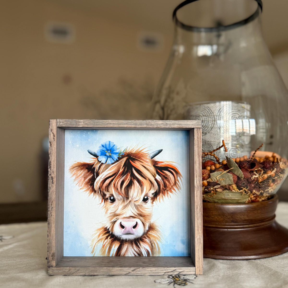 Rustic Farmhouse Baby Cow Sign – Handcrafted Wall Art