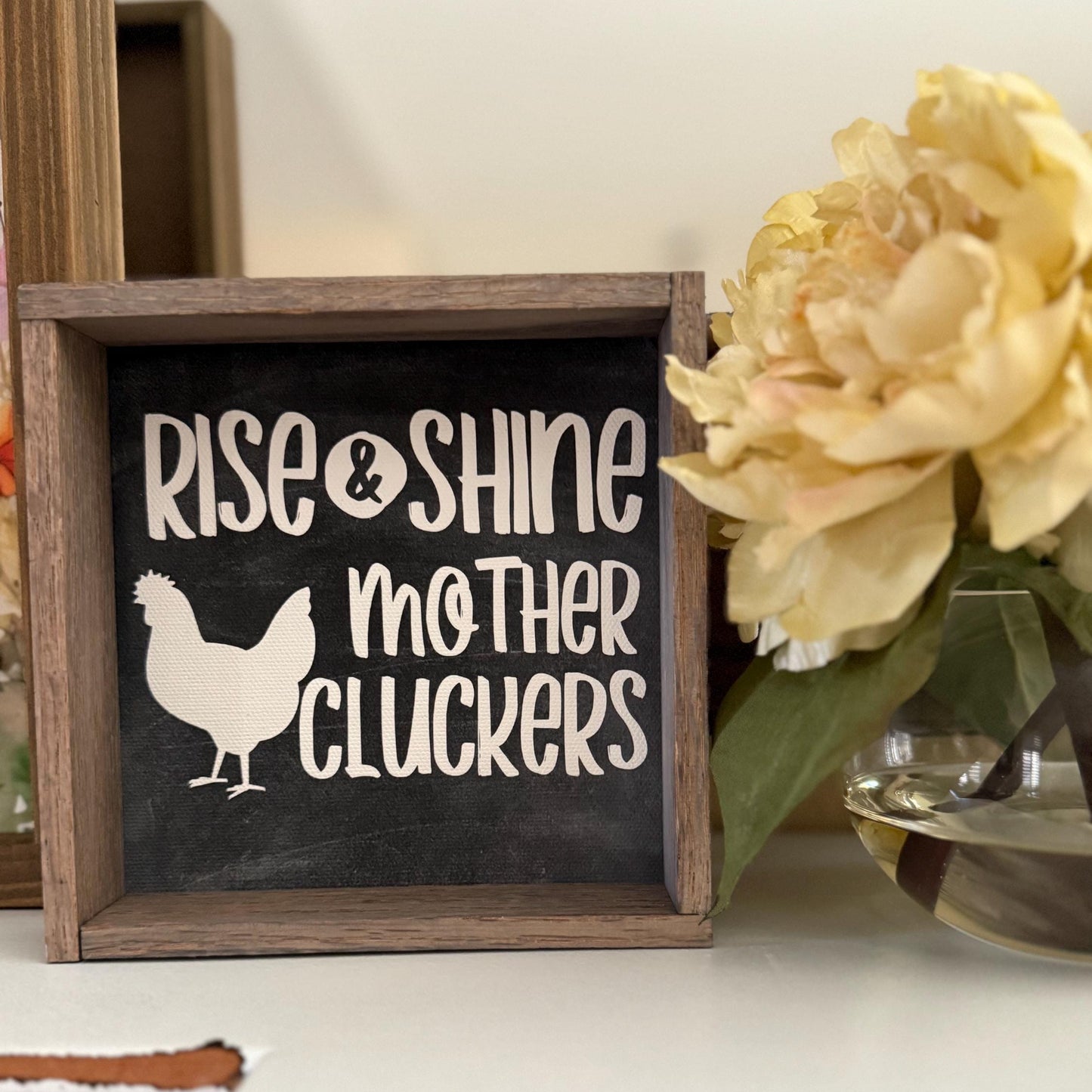 Funny Rise and Shine Wood Frame Sign