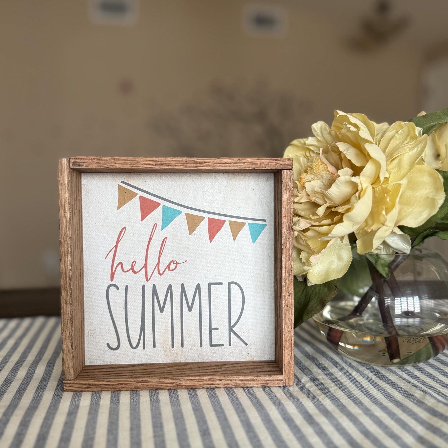 Hello Summer Wood Frame Sign
