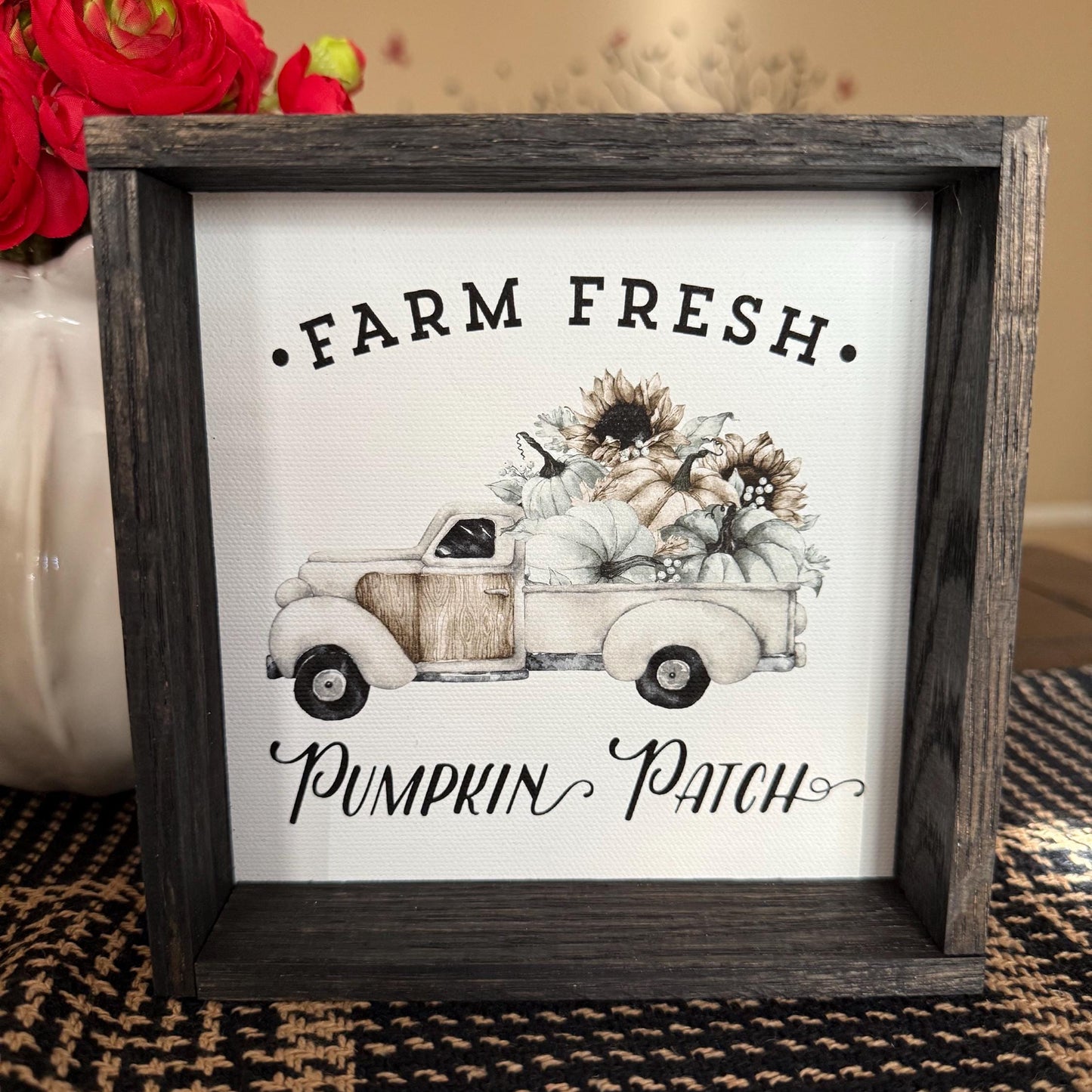 Pumpkin Patch Sign Vintage Truck Wood Frame Sign