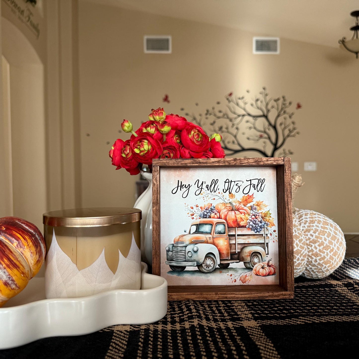 Hey Y'all It's Fall Rustic Wood Frame Sign