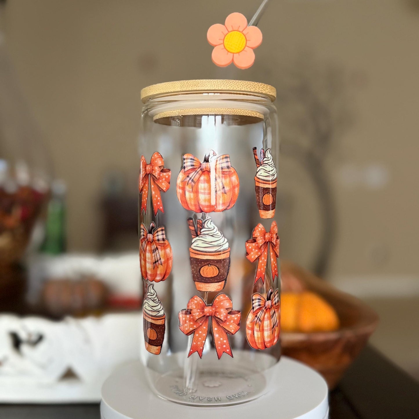 Fall Coffee Glass Cup