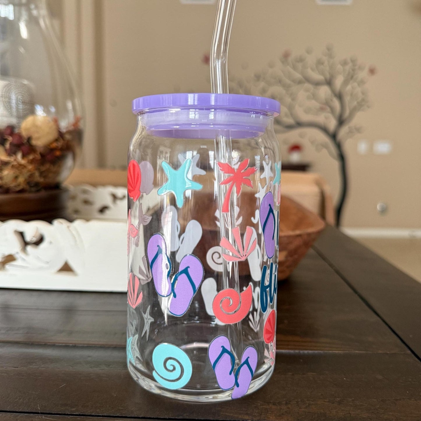 Beach Flip Flop Libbey Glass Cup 16oz