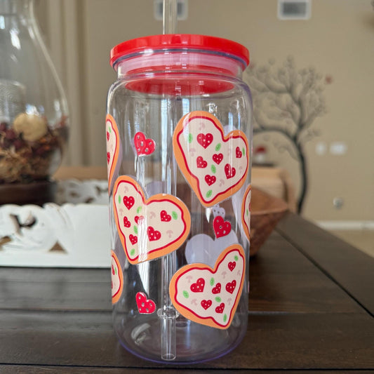 Pizza Heart Cup | 16oz Acrylic | Fun UV DTF Wrap