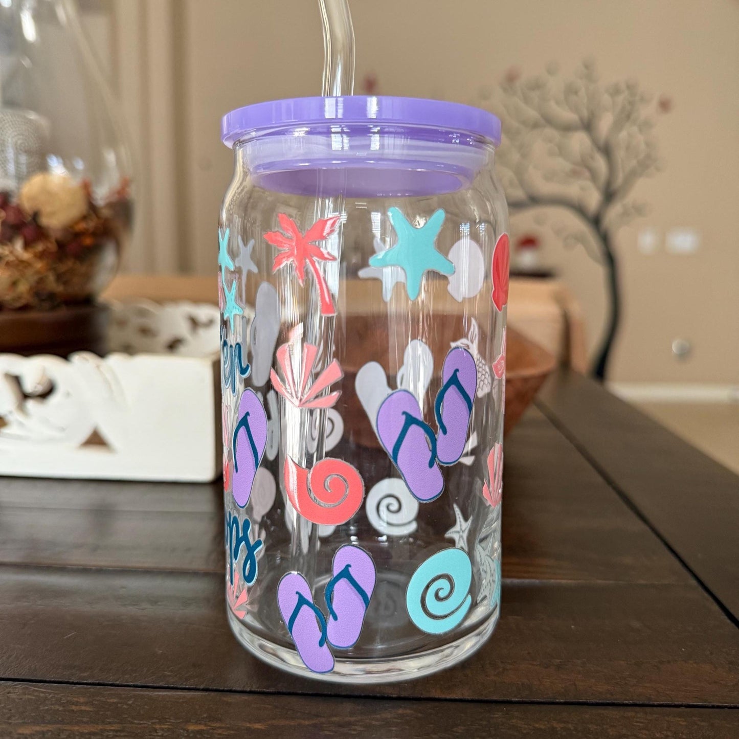 Beach Flip Flop Libbey Glass Cup 16oz