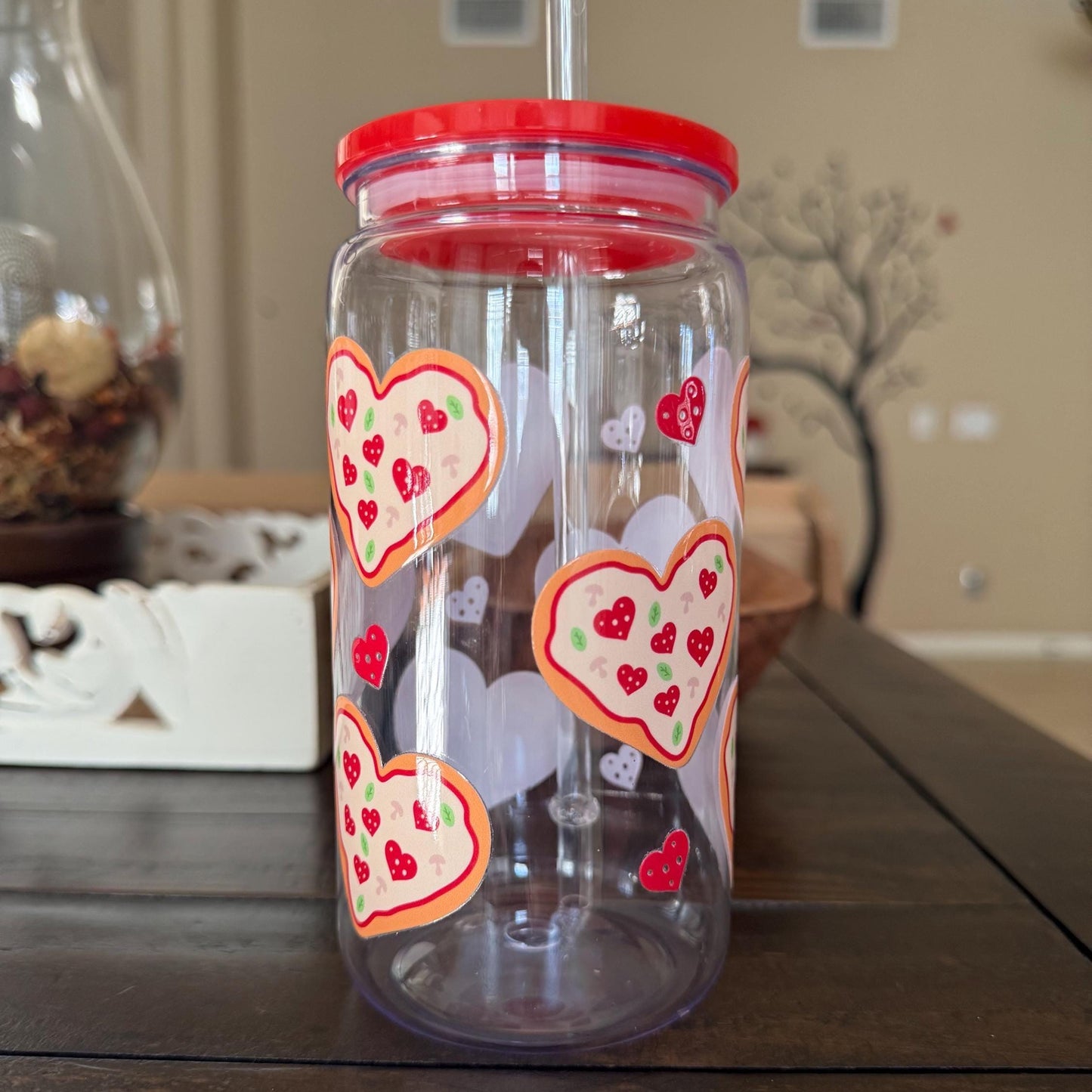 Pizza Heart Cup | 16oz Acrylic | Fun UV DTF Wrap