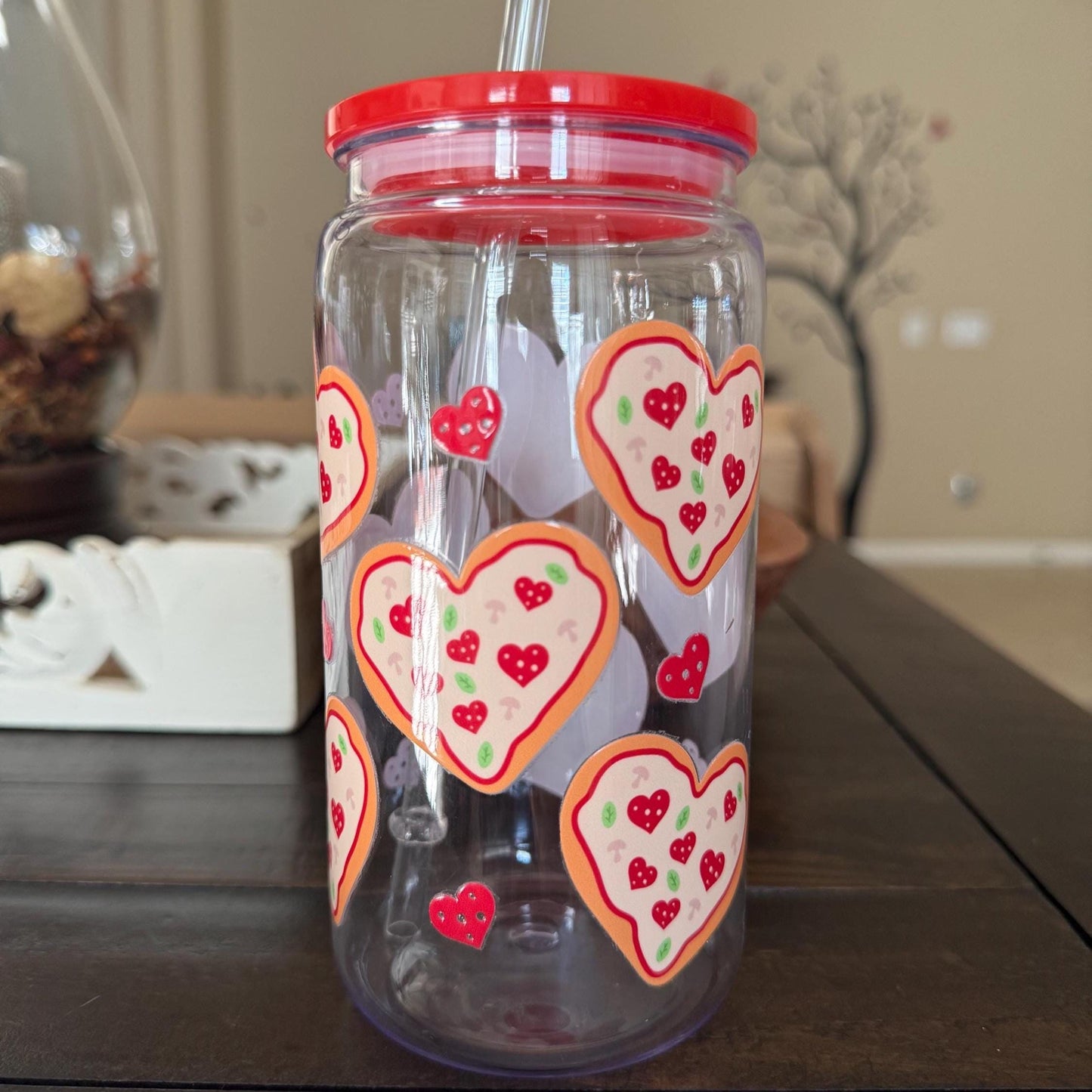 Pizza Heart Cup | 16oz Acrylic | Fun UV DTF Wrap