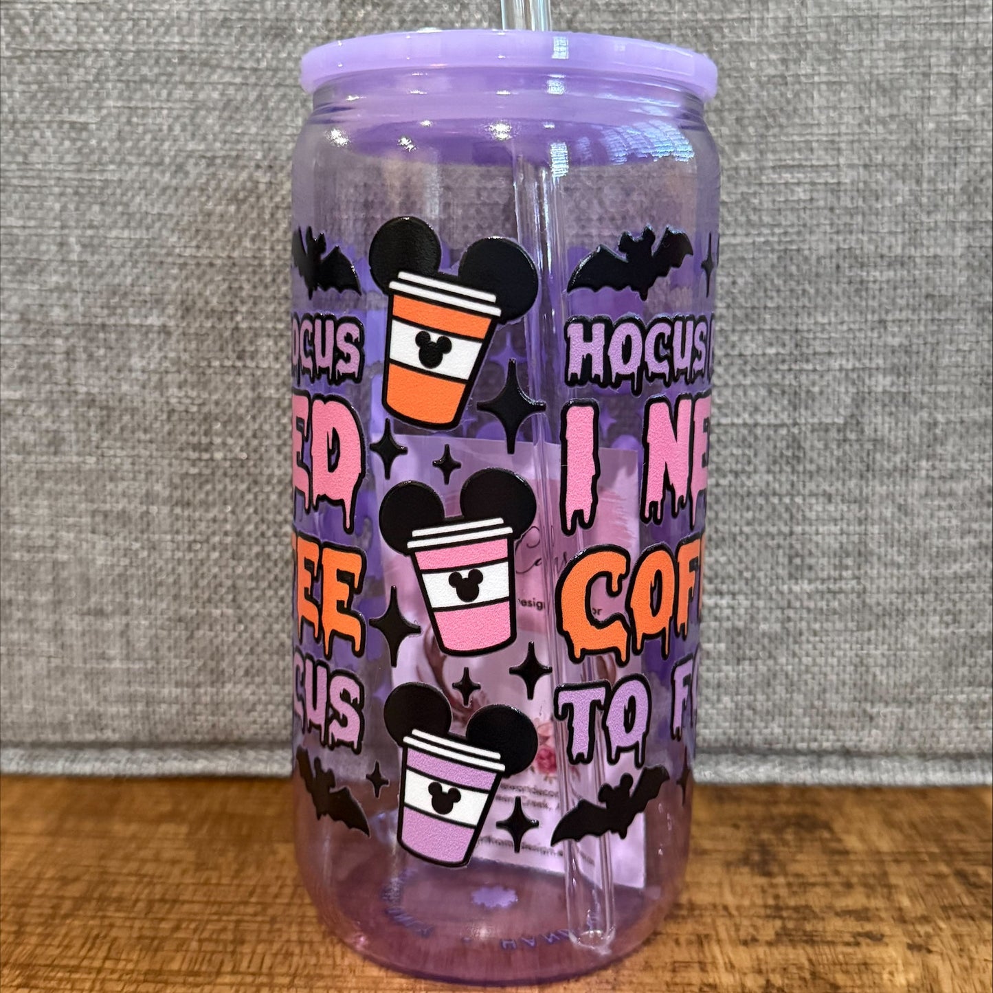 Hocus Pocus I Need Coffee to Focus – Halloween Glass Cup (16oz)