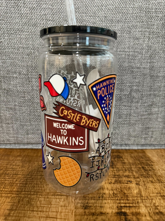 Stranger Things Acrylic Tumbler | Hawkins Police & Alphabet Lights | 19oz Fan Cup